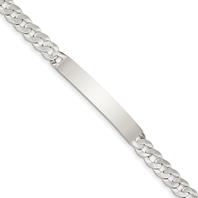 925 Sterling Silver Curb Link Name Bar Identification Id Bracelet