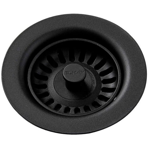 Elkay LKQS35CA Polymer Drain Fitting with Removable Basket Strainer & Rubber Stopper - Caviar