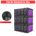 thumbnail image 3 of Foldable Collapsible Basket with Handle, Stackable Utility Crate for Home Office Kitchen Farm Camping Classroom Storage, 3 of 8