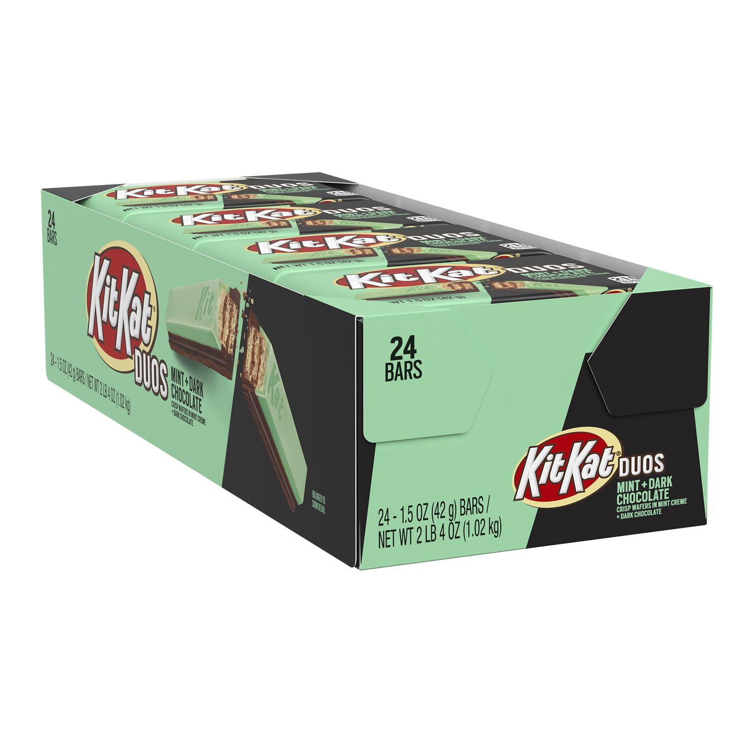 KIT KAT®, DUOS Mint and Dark Chocolate Wafer Candy, Bulk Individually Wrapped, 1.5 oz, Bars (24 Count)