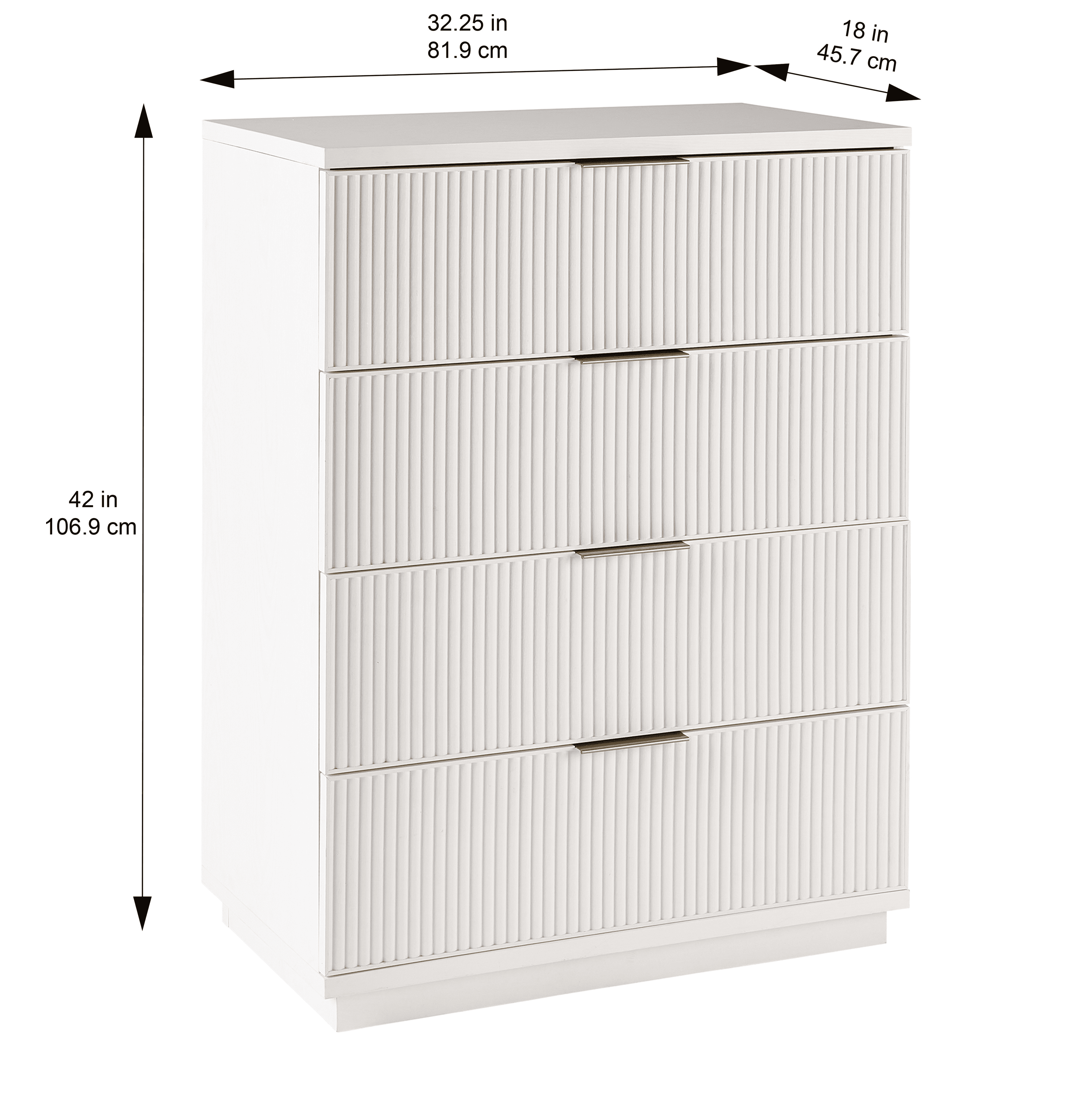 Better Homes & Gardens Lillian Fluted 4Drawer Dresser, White Finish  (图5)