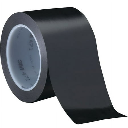 3M™ 471 Vinyl Tape, 5.2 Mil, 3" x 36 yds., Black, 3/Case (T9684713PKB)