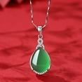 thumbnail image 3 of Guodhu Jade Teardrop Necklace Pendant for Women | Silver Plated Inlaid Zircon| Jewelry for Her, 3 of 9