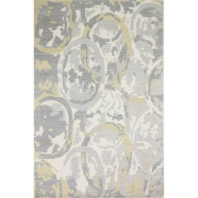 Bashian S217-IVGO-5X7.6-VW226 Norwalk Collection Abstract Contemporary Wool & Viscose Hand Tufted Area Rug, Ivory & Gold - 5 ft. x 7 ft. 6 in.