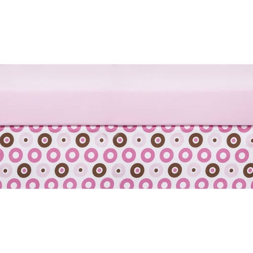 Bacati - Multiple Options of Crib or Toddler Bed Skirt or Dust Ruffle 100% Cotton Percale, Mod Dots/Stripes, Pink/Fuchsia/Beige/Brown