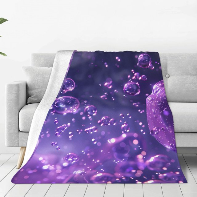 Balery Purple Bubble Abstract Art Manta de Felpa Suave y Acogedora – Cobija de Franela Aterciopelada para Cama, Lavable y Cálida para Sofá, Mascotas, Transpirable-50"x40"