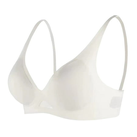 Ploknplq Bras for Women No Underwire seamless Bras for Women balconette Bras for Women sleep Bras for Women traceless Summer Thin Breathable No Sleep Bra brassiere for Women White M Red S