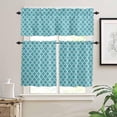 thumbnail image 2 of Moroccan Kitchen Curtains and Valances Set, Turquoise Geometric Rod Pocket Window Valance 18 Inch Farmhouse Abstract Modern Window Curtain Panels for Living Room Bedroom Laundry, 27.5x24in, 3 Pieces, 2 of 6