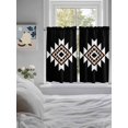thumbnail image 4 of Tier Curtains 45 Inches Long, Black White Beige Boho Window Treatment Curtain Drapes, Western Geometric Aesthetic Small Curtain Drapes for Bathroom Laundry Room, 27.5"x45", 2 Panels, 4 of 7
