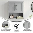 thumbnail image 5 of Flash Furniture Wall Mounted Bathroom Medicine Cabinet Storage Organizer with Two Magnetic Closure Doors, Adjustable Shelf, and Lower Open Shelf in Gray, 5 of 12