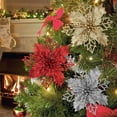 thumbnail image 3 of HAOSHICS 25 Pcs Poinsettias Artificial Christmas Flowers Decorations,Glitter Poinsettia Flowers for Wedding Home Christmas Tree Ornaments with Clips(Red), 3 of 16