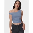 thumbnail image 4 of Women’s One-Shoulder Ruched Crop Top - Casual Off-Shoulder Twist Strap Summer Tank Top, Going Out Shirt, 4 of 6