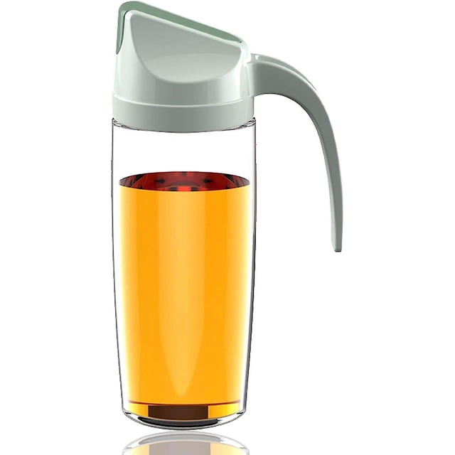 Botella de vidrio de aceite de oliva de 600ml con tapa y tapa automática, a prueba de fugas, boquilla antigoteo, botella de salsa de soja con apertura y cierre automáticos