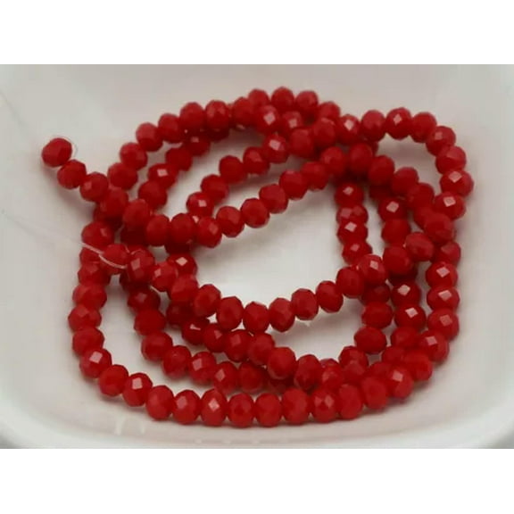 U8MO 750Pcs Faceted Rondelle Bead Crystal Glass Beads 3X4mm Color Choice Wholesale-Red Coral