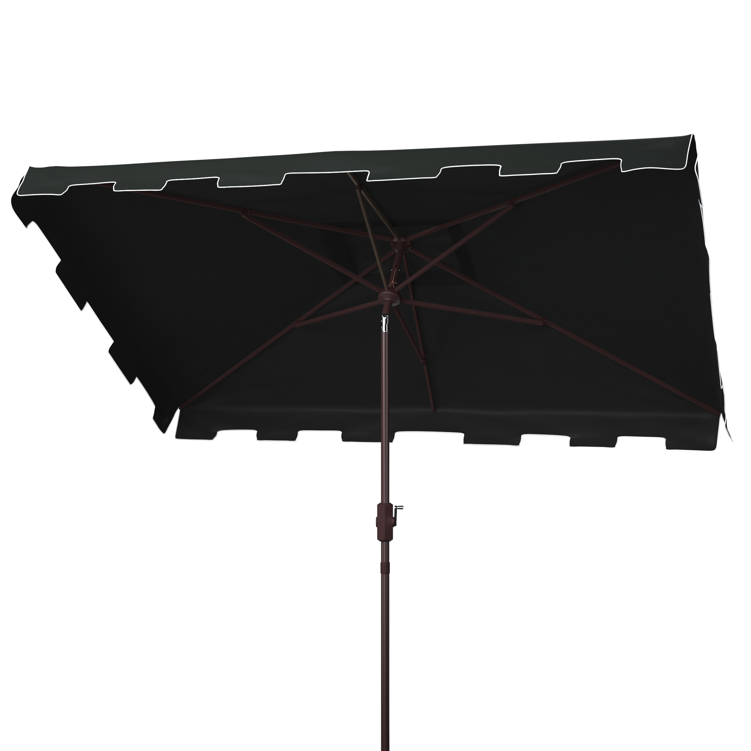 SAFAVIEH Zimmerman 6.5' X 10' Market Crank Patio Umbrella, Black/White