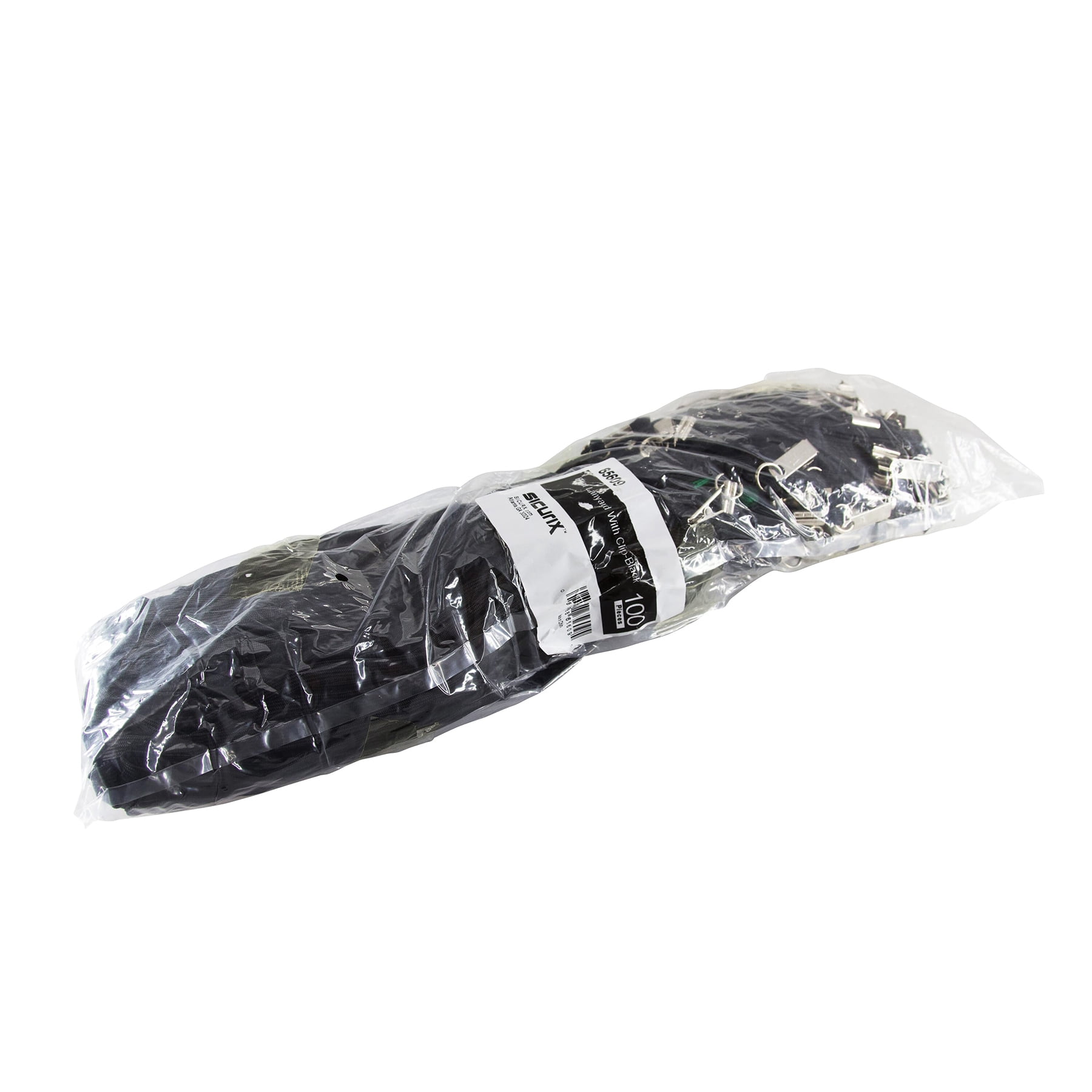 SICURIX Flat Lanyard with Bulldog Clip, Black, Pack of 100