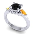 thumbnail image 2 of Diamond-Capitals 2.50 Carat Stunning Round Black Onyx & Citrine Gemstone Ring for Proposal Gift Solid 14K White Gold Size 11, 2 of 8