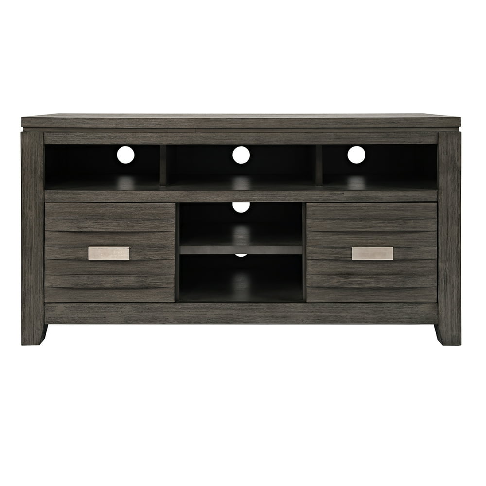50 Inch Wooden Media Console Table with 3 Open Compartments, Gray