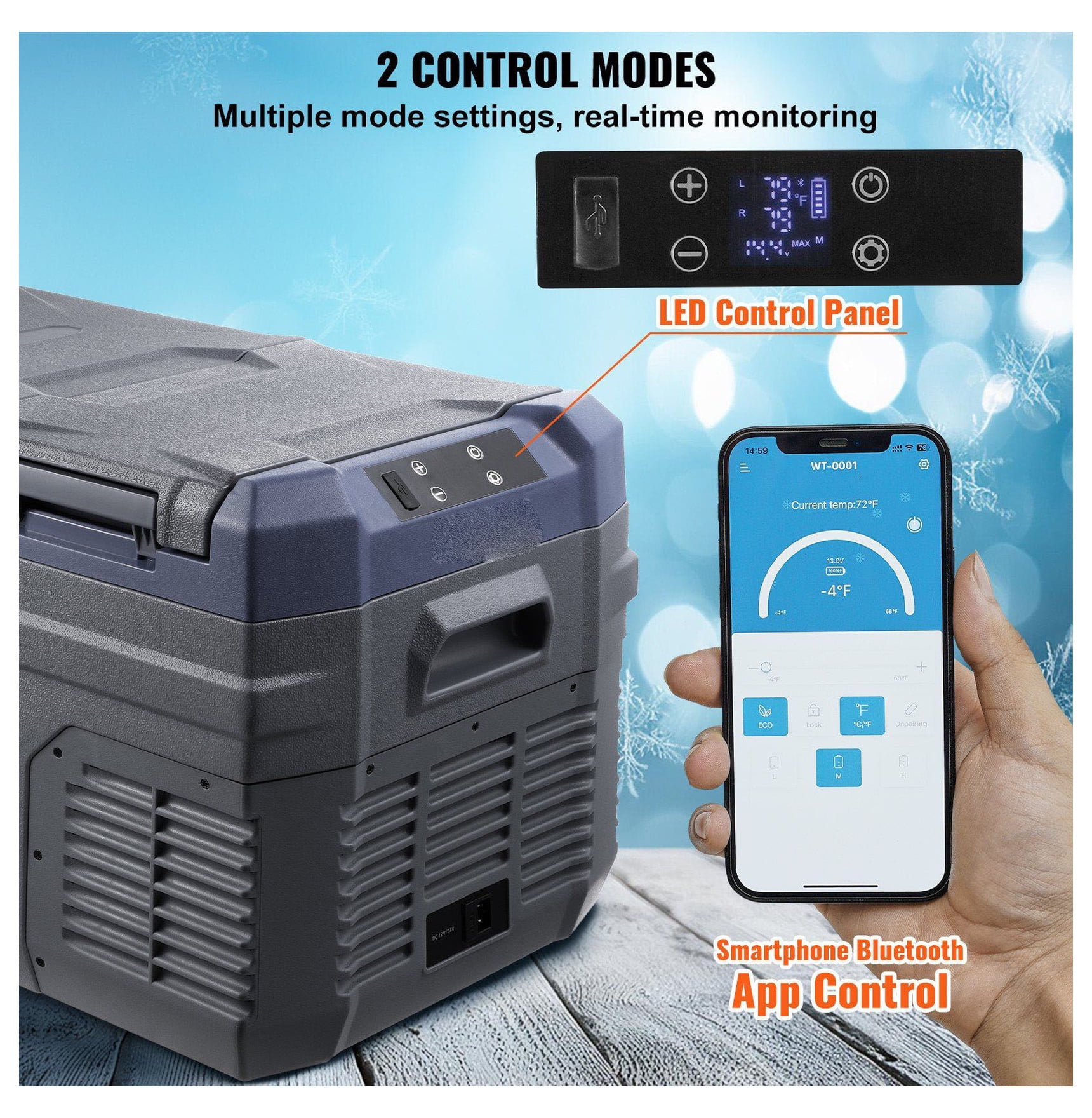 Portable Car Refrigerator Freezer 25L, Dual Zone Compressor Fridge for Car, RV, Home - Rapid Cooling, Bluetooth Control, -4°F to 68°F