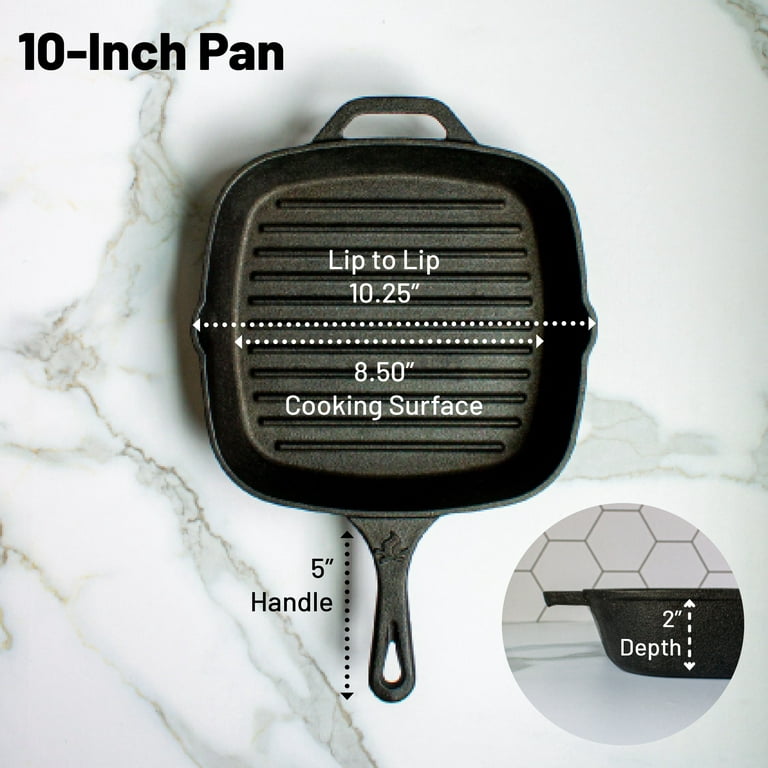 Backcountry Iron Square Grill Pan Pre-seasoned Cast Iron 