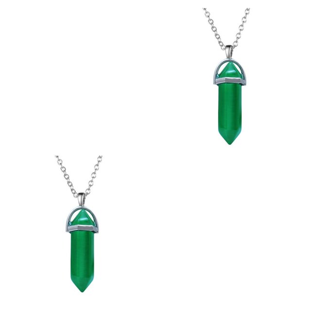 QualitChoice Hexagon Column Charm Exquisite Women Men Making Findings Handmade Anniversary Hanging Pendants Colorful Crystal Green 2Set