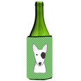 thumbnail image 1 of Green Checkered Bull Terrier Wine bottle sleeve Hugger, 1 of 1