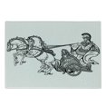 thumbnail image 1 of Retro Cutting Board, Roman Warrior in a Chariot Pulled by 2 Horses Historic Carriage Monochrome, Decorative Tempered Glass Cutting and Serving Board, Small Size, Black White, by Ambesonne, 1 of 1