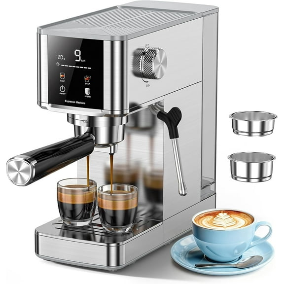Espresso Machine 20 Bar with Capsule Funnel,3-Second Heat Espresso Coffee Maker for Rapid Cold Brew,Built-in Steam Wand for Lattes,Touch Screen,40oz Water Tank,Gift for Coffee Lovers