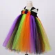 thumbnail image 5 of Vestido de tutú de bruja de Halloween para niñas, disfraz para fiesta de carnaval, ropa de cosplay, vestido de baile elegante de tul arcoíris para niños, 5 of 5