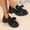 #048-Black, variant on Wowcloth Women's Fashion Casual Slip-On Flats – Comfortable Round Toe with Bow Detail, Plus Size Low Heel Shoes for Daily Wear