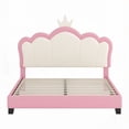 thumbnail image 3 of Full Size Platform Bed in Cream+Pink, Solid MDF Frame|Easy to Install, 3 of 12