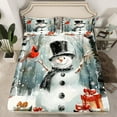thumbnail image 2 of Manfei Cartoon Xmas Snowman Twin Sheet Sets,Christmas Cardinal Bird Twin Fitted Sheet,White Red Flat Sheet For Kids,Super Cozy Room Decor,3-Piece, 2 of 7