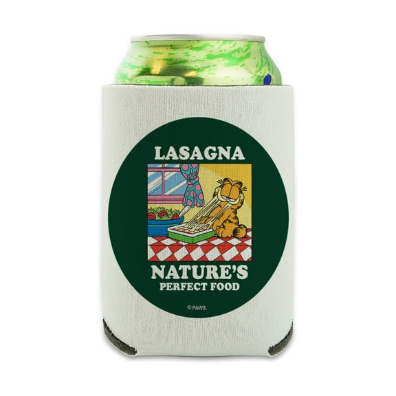 Garfield Lasagna The Perfect Food Can Cooler - Drink Sleeve Hugger Collapsible Insulator - Beverage Insulated Holder