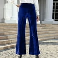 thumbnail image 6 of BLVB Womens Velvet Flare Pants Trendy High Waisted Bell Bottom Pants Solid Color Ladies Casual Work Office Trousers, 6 of 7