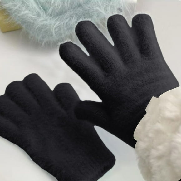 Mitaines Chaudes en Velours Corail Tricoté Sans Doigts pour Femmes Hiver Chauffe-Oreilles en Polaire (Blanc Taille Unique)