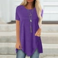 thumbnail image 6 of Frostluinai plus size top for women Womens Tops Summer Solid Blouses Short Sleeve Tunic T-shirts Fashion Casual Crew-neck Loose Tee Shirts for Leggings, 6 of 6