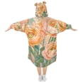 thumbnail image 2 of FORMRS Wearable Blanket Hoodie with Sleeves for Kids Cozy Flannel Sweatshirt, Abstract Floral Art, 2 of 7