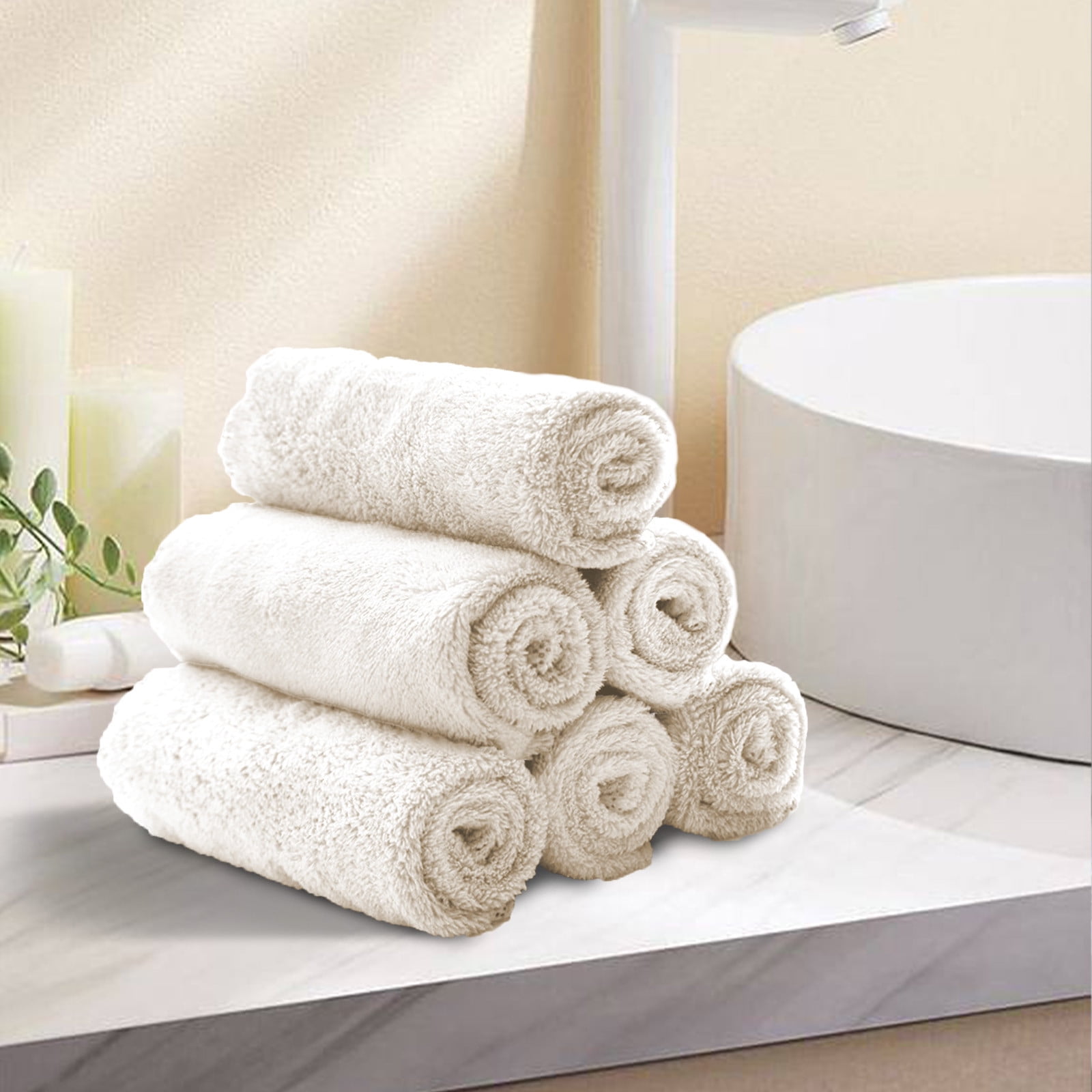 Bath Towels Set 50 Pack | Cotton Soft Absorbent Face & Hand Towels | Thick Durable Wash Cloths for Bathroom Spa Dorm Hotel Salon | 11.8x11.8 in | Multiple Colors | Home Gift Towels