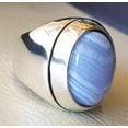 thumbnail image 2 of Blue Lace Agate Mens Ring, Silver Jewelry, 925 Silver Ring, Father's Day, AAA Natural Agate, Birthstone Ring, Heavy Mens Ring, Spiritual Healing Gemstone, Christmas, Plain Mens Ring, 2 of 6