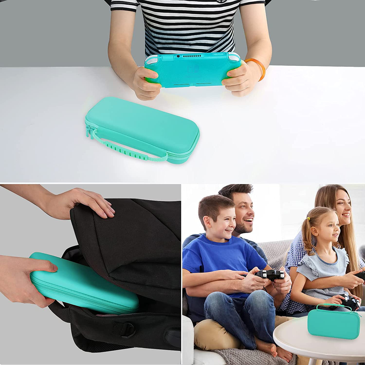 HEYSTOP Compatible with Switch Lite Carrying Case, Switch Lite Case with  Soft TPU Protective Case Games Card 6 Thumb Grip Caps for Nintendo Switch  Lite Accessories Kit(Turquoise) 