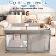 Babyeap Baby Playpen Large Play Yard Fence for Toddlers, 50x50 Gray