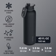 thumbnail image 3 of Bentgo Flip 2-in-1 Straw & Chug Leak-Proof Insulated Water Bottle, 40 fl oz (Back to Black), 3 of 7