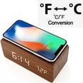 thumbnail image 4 of Glam Hobby Wooden Alarm Clock with Qi Wireless Charging Pad Compatible with iPhone Samsung Wood LED Digital Clock Sound Control Function, Time Date, Temperature Display for Bedroom Office Home, 4 of 10