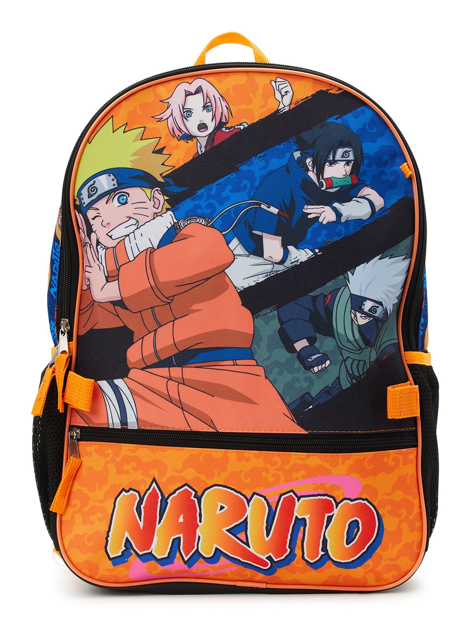 Naruto Anime Character Print Orange And Black 5-piece Backpack Set