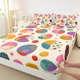 thumbnail image 3 of Manfei Cartoon Dinosaur Egg Twin Sheet Sets,Multicolor Geometric Dots Twin Fitted Sheet,Modern Colorful Aesthetic Flat Sheet For Girl Boy,Luxury Bedroom Decor,3 Pieces, 3 of 7