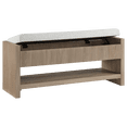 thumbnail image 4 of Bouclair Fluted Oak Wood and Bouclé Upholstered Storage Bench with Shelf, 4 of 5
