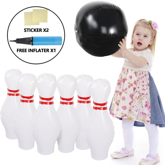 ZenSports Inflatable Kid Bowling Set – 6 Pins & 1 Ball for Indoor/Outdoor Game, Family Fun