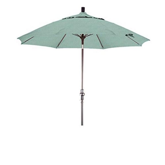 9 ft. Round Aluminum Pole Fiberglass Rib Market Umbrella, Collar Tilt & Bronze Pole - Sunbrella Spectrum Mist