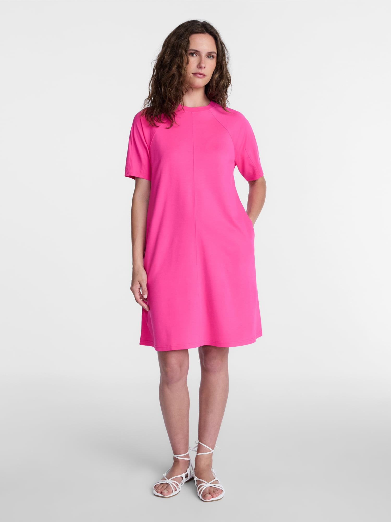 Time and Tru Women's Seamed Mini Dress with Short Sleeves, Sizes XS-XXXL