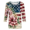 thumbnail image 5 of IchuanyiFashion Women's Casual Print Round Neck 3/4 Sleeve T-shirt Blouse, 5 of 5
